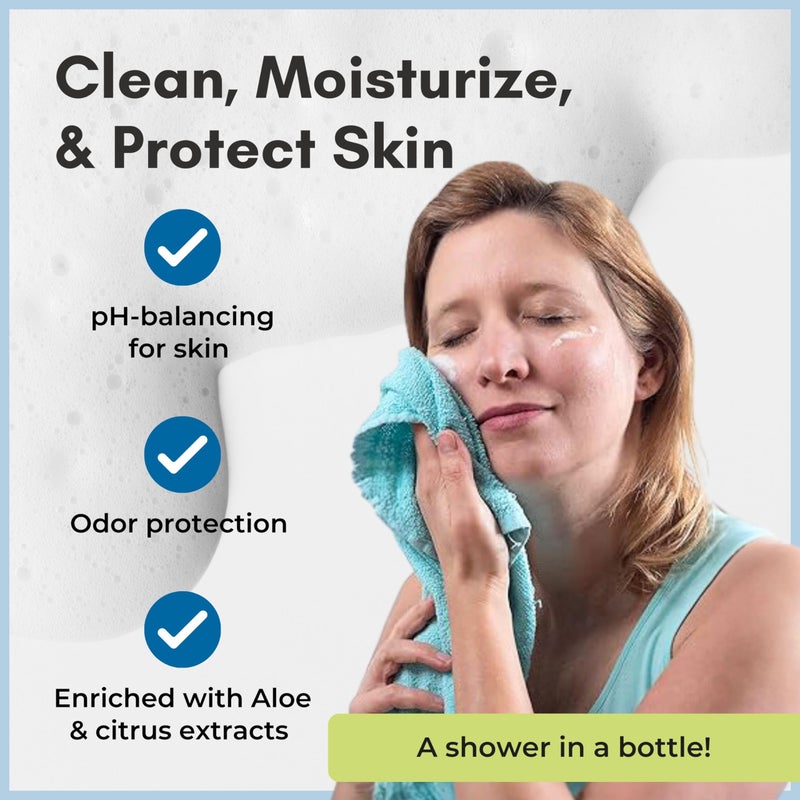 Nurture Valley Nurture Rinse Free Waterless Foaming Cleanser | Women, Camping, Elderly & Hospital Care | Waterless Shower & Bath Wash w/Aloe for Sensitive Dry Skin - Image 4